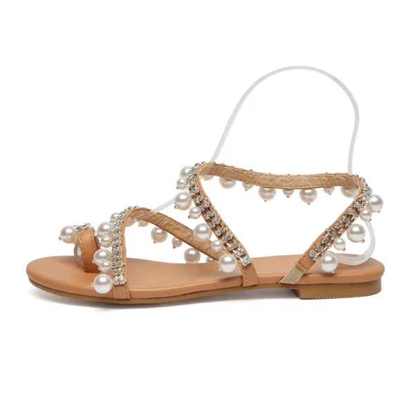 2025 Summer Ladies Flat Sandals New Design Suka Pearl Shoes Women Sandals in Elegant and Sexy Luxury - Image 5