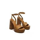 Summer Fashion Luxury High-end Handcrafted Lace up Brown Platform Thick High-Heeled Women's Sandals