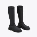 Pu Black British Style Breathable Stretch Knee High Knight Boots