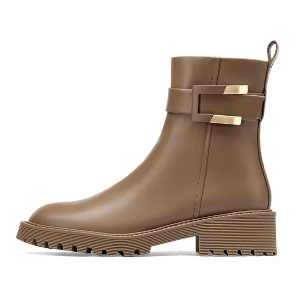 Autumn Winter  Fashion Women's  Genuine Leather Chelsea Ankle Flat Boots - Image 3