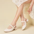 2025 New Design Luxury Genuine Leather Chunky Heels Elegant Women's Pumps