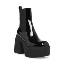 Euramerican Autumn and Winter PU Fashion All-match Black square Heel Ladies Mid-well Boots