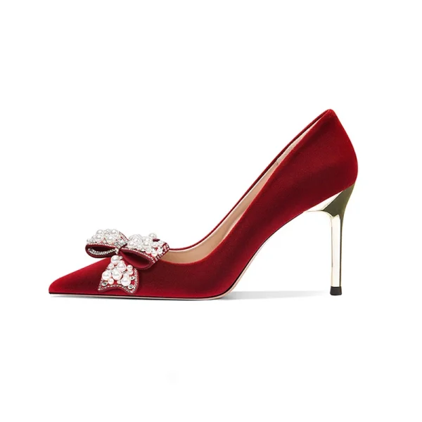 Luxury Atmosphere Wedding Party Ladies High-heeled Dress Shoes Summer Stiletto Red High-heeled Shoes - Image 5