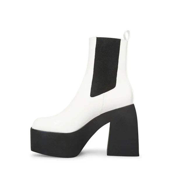 Euramerican Autumn and Winter PU Fashion All-match Black square Heel Ladies Mid-well Boots - Image 2