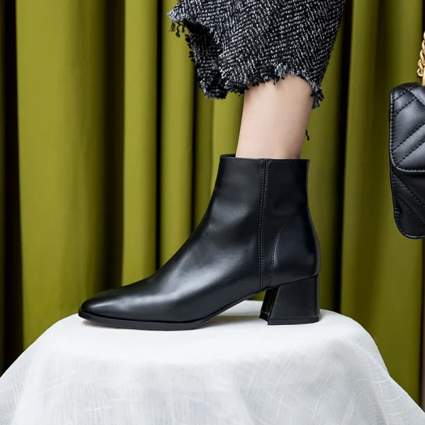 Style Casual Comfortable Fastory Sale Pointed Toe Low Heels Waterproof Women Ankle Boots - Image 6