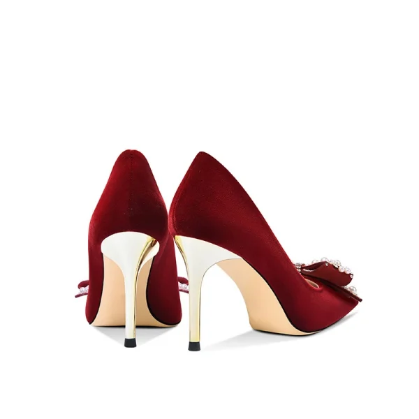 Luxury Atmosphere Wedding Party Ladies High-heeled Dress Shoes Summer Stiletto Red High-heeled Shoes - Image 3