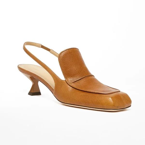 Fashion Vintage Look Facstory Close square Toe Moca Heel Slingback Loafers Women Sandals Shoes - Image 4
