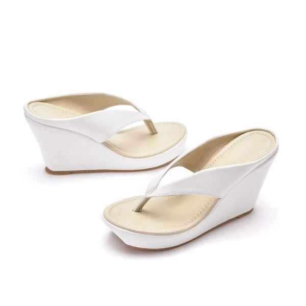 Fashion 2025 Summer Wedge High Heel Sandals for Women Open Toe Shoes White High Quality Flat Ladies Shoe - Image 4