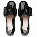 Latest Design Hottest Style Black Color Leather High Heel Women Pumps Block Heels 5 cm Shoes