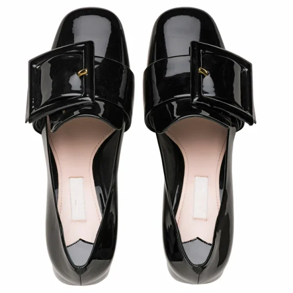 Latest Design Hottest Style Black Color Leather High Heel Women Pumps Block Heels 5 cm Shoes - Image 3