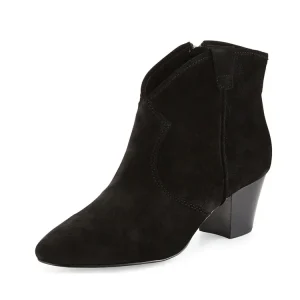 New Fashion Design Black Casual Suede Leather Women Warm Ankle Chunky Heel Boot Shoes for Ladies