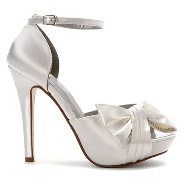 Fashion Sexy High Heel Women Pumps Ivory Satin Flower Bridal Wedding for Ladies Shoe Heels Dress Shoes - Image 2