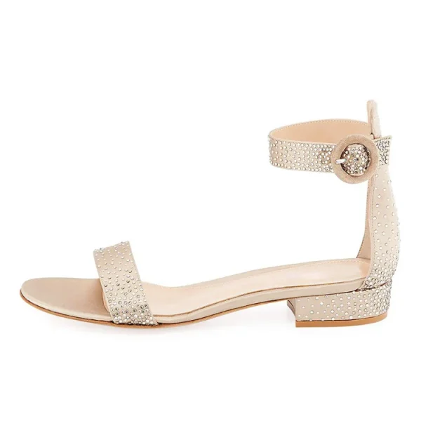 Summer Fashion with Strap and Diamond Low Heel Women Sandal Open Toed Flat Shoes - Image 2