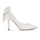 High Quality Fancy Stilettos Bowknot Bridal White Satin Wedding Luxury High Heels Women's Pumps