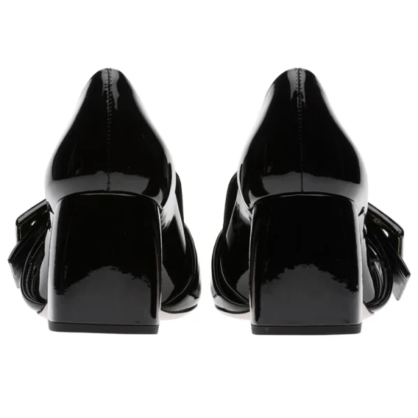 Latest Design Hottest Style Black Color Leather High Heel Women Pumps Block Heels 5 cm Shoes - Image 4