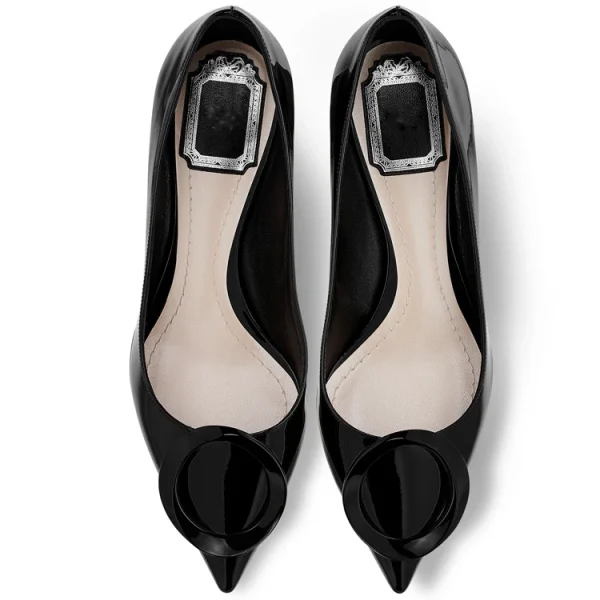 Luxury Trendy Heels for Ladies 2025 Genuine Leather Top Grade Design for New Style Women Pumps Thick Heel Office Work Shoes - Image 4