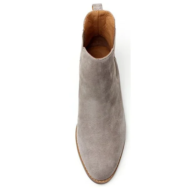Private Fashion Gray Cow Suede Leather Women Ankle Chelsea Boots - Image 3
