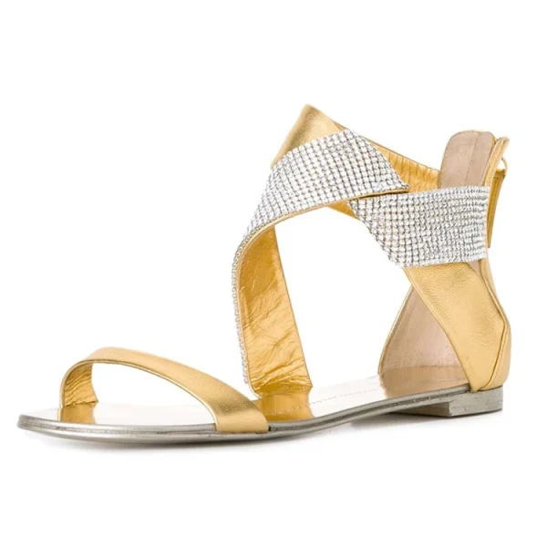 Fashion Crystal Decoration Comfortable Summer Flats Shoes Ladies Other Sandals for Women's Casual Shoes New Arrivals 2025