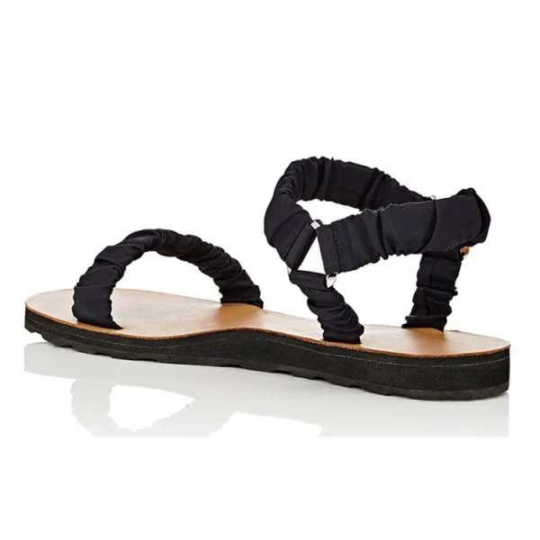 Special Wrinkle Strap Triangle Buckle Design Flat Heel Ladies and Women Sandal Shoes - Image 3