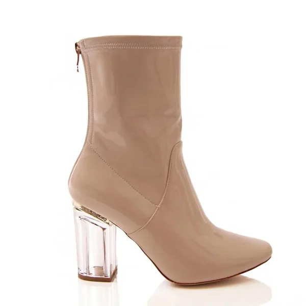 Winter New Style Pu Upper Pointed Toe Transparency Heel Women Ankle Boots Ladies High Heel Boots Shoes - Image 2