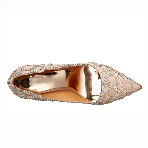 Ladies Elegant Satin With Rhinestone Crystal Fancy Woman Pumps Dress High Heel Bridal Wedding Shoes - Image 4