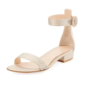 Summer Fashion with Strap and Diamond Low Heel Women Sandal Open Toed Flat Shoes