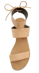 Fashion Summer Beige Leather New Designs Walking Style Shoes Woman Flat Sandals Casual Shoe for Ladies
