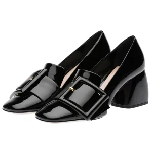 Latest Design Hottest Style Black Color Leather High Heel Women Pumps Block Heels 5 cm Shoes