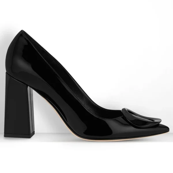 Luxury Trendy Heels for Ladies 2025 Genuine Leather Top Grade Design for New Style Women Pumps Thick Heel Office Work Shoes - Image 2