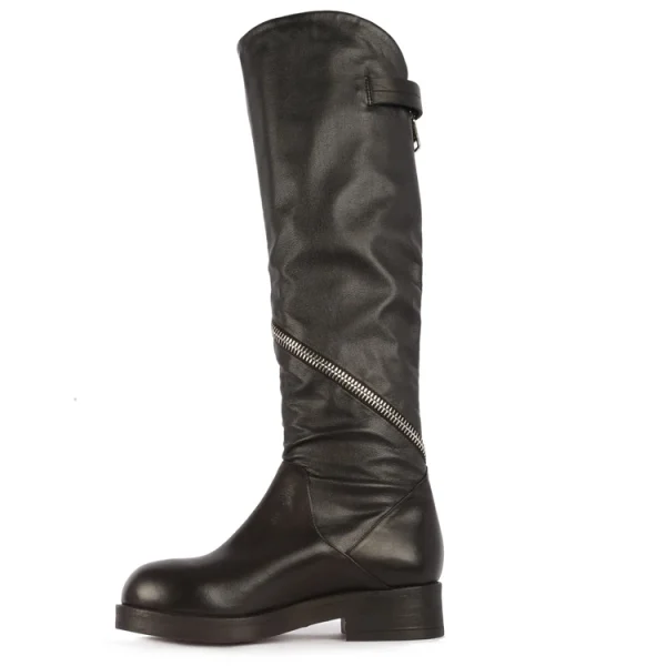 Winter Fashion Flat Designer Women Leather Hunting Boots Thigh High Knee High Boots for Ladies Snow Boots - Image 2