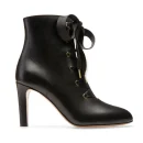Designer Shoes Fashion Winter Lace up Genuine Leather Chunky High Heel Boot for Women Ladies Heel Shoes
