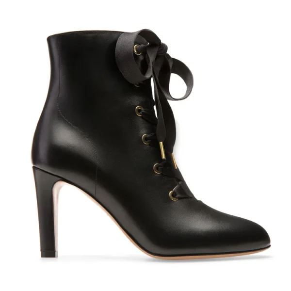 Designer Shoes Fashion Winter Lace up Genuine Leather Chunky High Heel Boot for Women Ladies Heel Shoes - Image 2