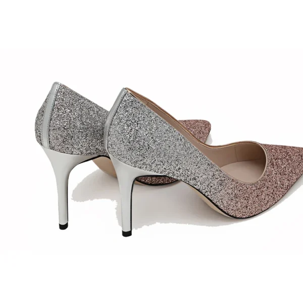 Fashion Sexy and Shiny Luxury Glitter Pointed Gradient High Heels Shoes for Women Pumps Ladies Heel Wedding Shoes - Image 3