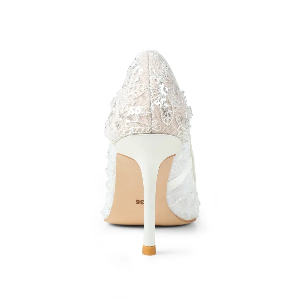 Fashion New Design High Quality White Lace Lady Low Heels Women Pump Bridal Wedding Shoes for Bride - Image 3