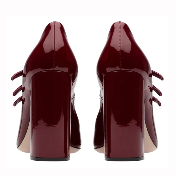 New Fashion Design Thick Heel Round Toe Dress Shoes High Heel Women Pumps Strap Shiny Leather Heels for Ladies Other Sandals - Image 2