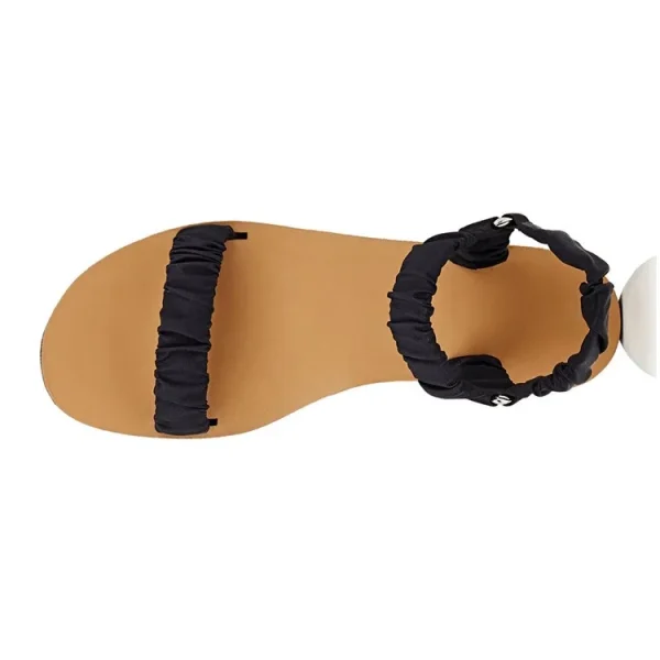 Special Wrinkle Strap Triangle Buckle Design Flat Heel Ladies and Women Sandal Shoes - Image 4