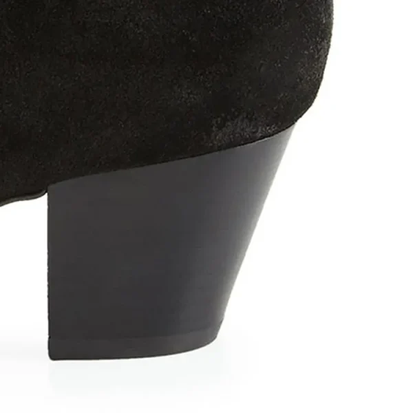 New Fashion Design Black Casual Suede Leather Women Warm Ankle Chunky Heel Boot Shoes for Ladies - Image 5