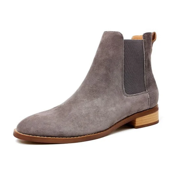 Private Fashion Gray Cow Suede Leather Women Ankle Chelsea Boots - Image 6