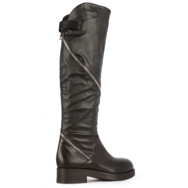 Winter Fashion Flat Designer Women Leather Hunting Boots Thigh High Knee High Boots for Ladies Snow Boots - Image 3