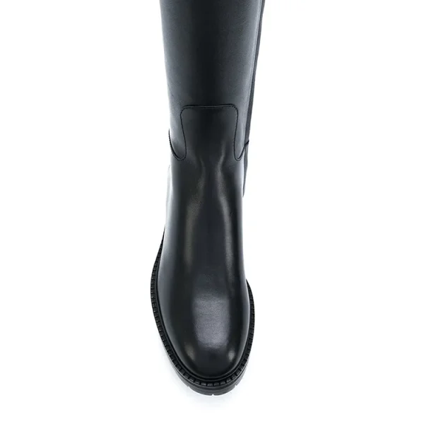 Latest Fashion Style Genuine Leather Strap Buckle Design Round Toe Flat Women Knee Boots Shoes Lady - Image 4