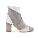 Suede Leather White and Light Brown 6 cm Chunky Round Toe Winter Casual Two Color Ladies Leather Heeled Boots Women Shoes