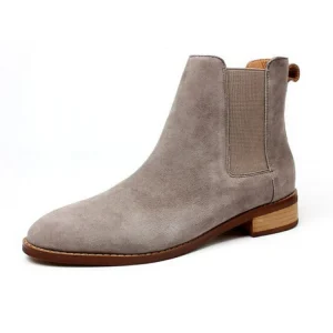 Private Fashion Gray Cow Suede Leather Women Ankle Chelsea Boots