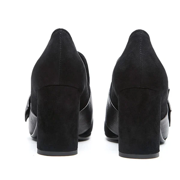 New Design Fashion Leather High Heels Shoes for Women Pumps Ladies Block Heels Loafers Shoes - Image 3