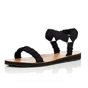 Special Wrinkle Strap Triangle Buckle Design Flat Heel Ladies and Women Sandal Shoes