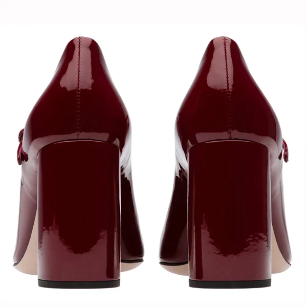 Fashion Show Patent Leather Shoes with Strap Round Toe High Heel Shoes for Women Pump Luxury Block Heel Sandal - Image 2