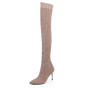 Stretch Fabric Sexy Over the Knee High Heels Christmas Winter Women Thigh High Boots