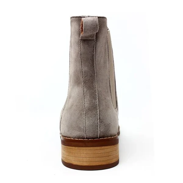 Private Fashion Gray Cow Suede Leather Women Ankle Chelsea Boots - Image 4