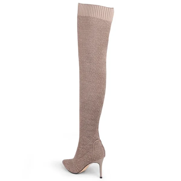 Stretch Fabric Sexy Over the Knee High Heels Christmas Winter Women Thigh High Boots - Image 3