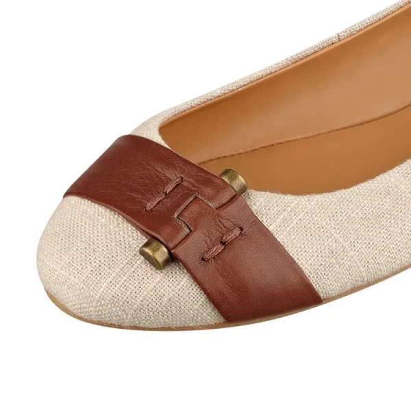 OME Rubber Sole Fashion Comfortable Walking Style Women's Casual Shoes Genuine Leather Ladies Flat Shoes - Image 4