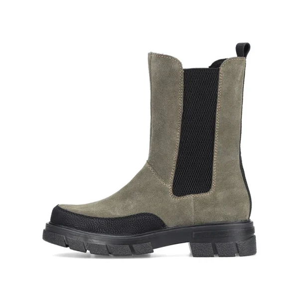 Chelsea Boots Versatile Trend Grey, Warm Flat Soles, Round-toe Ladies Winter Leather Boots